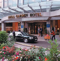 Arriving at the Royal Garden Hotel