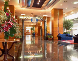 The lobby of the Royal Garden Hotel